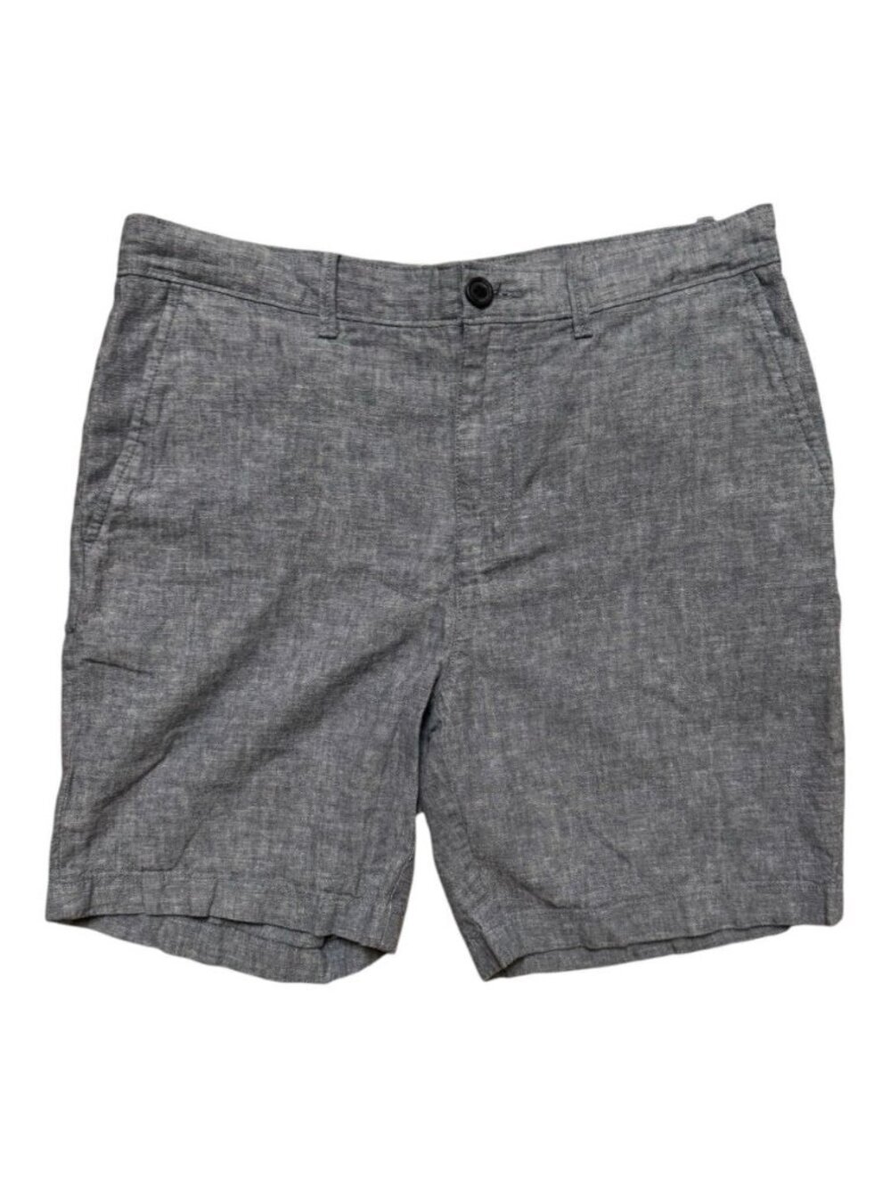 Original Penguin Chambray Linen Cotton Shorts Mens 32 Blue Flat Front 8” Inseam